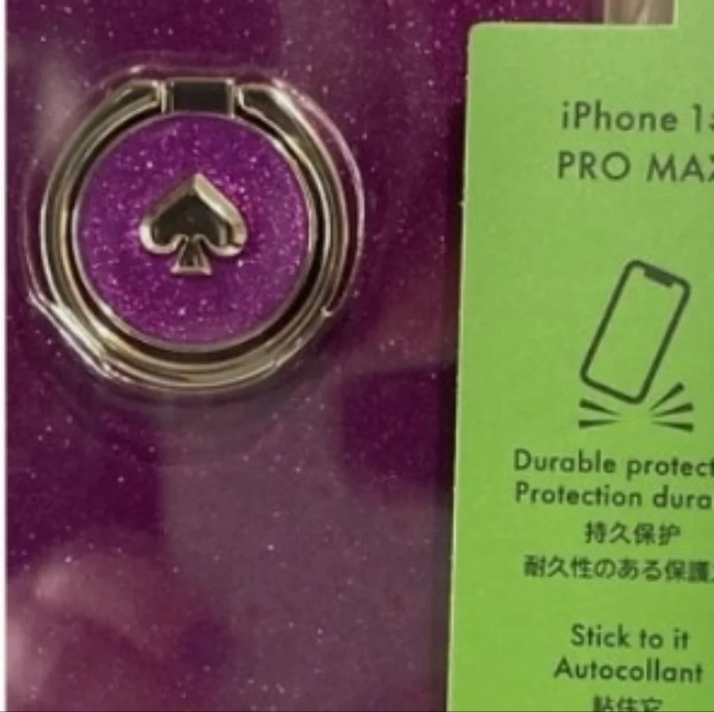 NWT Kate Spade New ♠️ York flexible case with a glitter ring stand iPhone 15 Pro